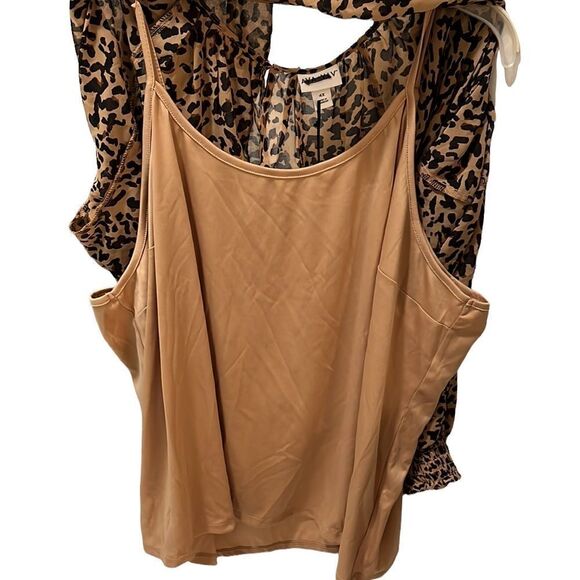 NWT Plus Size Ava & Viv Leopard Sheer Blouse & Cami - Picture 3 of 10